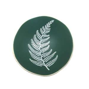 Decorative: Bowl White Fern On Green 7cm