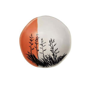 Bowl Flax Bush Dipped Orange with Black 7cm