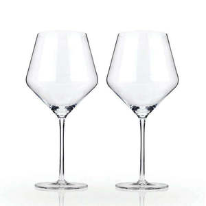 Raye Angled Crystal Burgundy Glasses Set of 2