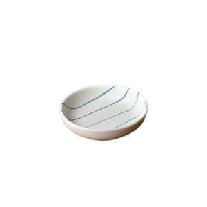 Serveware: Coastal Junction Condiment Bowl Cream with Green Stripe