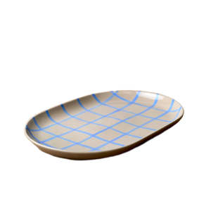 Platters Trays: Coastal Junction Stone Oval Tray with Blue Hand brush