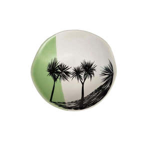Decorative: Bowl Cabbage Tree Dipped Green with Black 7cm