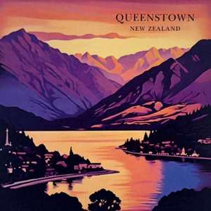 Double Sided Print Queenstown Romantic Sunset