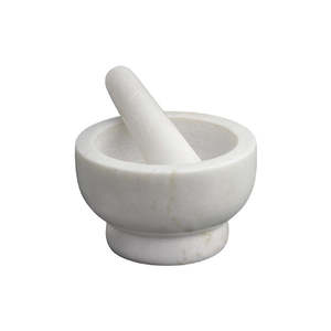 Mortar Pestles: Marble Footed Mortar & Pestle White