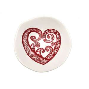 Giftware: Bowl Red Aroha On White 7cm