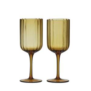 Hazel Wine Glass Set Of 2 Amber