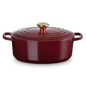 Signature Oval Casserole Garnet with Gold Knob