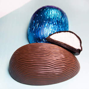 Peppermint Marshmallow in Dark Chocolate Half Egg - Kapiti Chocolate Factory