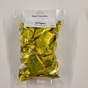 Products: Ginger in Dark Chocolate 200g - Kapiti Chocolate Factory