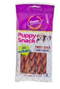 General: Gnawlers Puppy Snack Twist Stick Lamb 80g