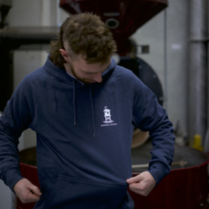 Products: Dark Blue Hoodie – Karamu Coffee