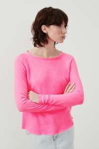 American Vintage: SONOMA CREW NECK LONG SLEEVE (FLUORESCENT ACID PINK)