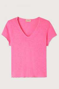 American Vintage: SONOMA V-NECK SHORT SLEEVE (Fluoroscent Acid Pink)