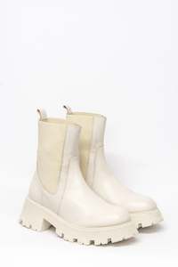 Boots: Inset Boot (Beige Leather)