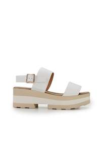 Sandals: CAPE BUCKLE SANDAL (White)