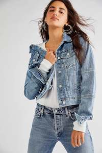 Free People: RUMORS DENIM JACKET (Light Indigo)