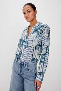 Josephine Shirt (Marine Mixed Stripe)
