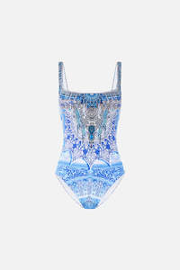 Camilla: Underwire square neck one piece with scoop back (The Bosphorus)