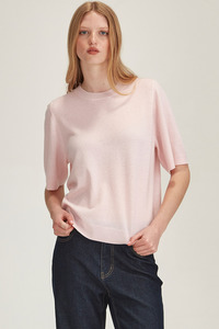 Knitwear: Emi Cashmere Tee (Pale Pink)