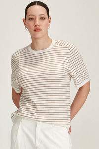 Cecilia Stripe Knit Tee (Snowflake/Oat)