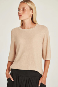 Knitwear: Jayden Boucle Tee (Sand)