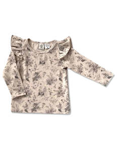 Baby & Toddler Tops: Lilly Organic Cotton Top - Vintage Floral Beige
