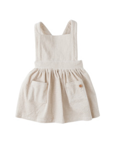 Hazel Corduroy Pinafore Dress - Eggshell