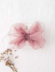 3 7 Year Old Girls: Mia Vintage Organza Bow - Dusty Rose