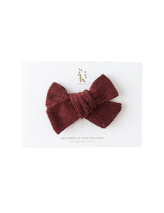 Corduroy Pinwheel Bow - Garnet