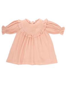 Baby Girls: Aroha Muslin Dress - Peach