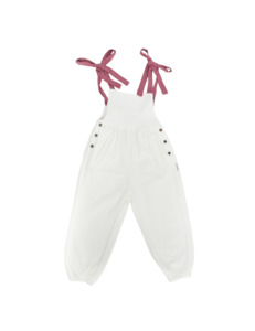 Baby Girls: Aura Waffle Overall - White