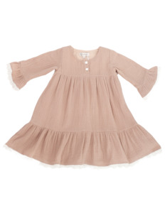 Baby Girls: Stella Muslin Dress - Mushroom