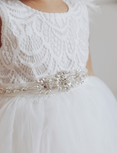 Accessories 1: Sparkle Princess Rhinestone Sash - White