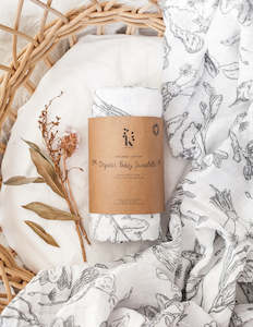 Organic Cotton Printed Baby Swaddle - Forest Walk