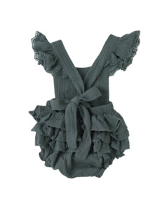 0 3 Months 000: Liliana Baby Girl Muslin Playsuit - Dusty Pine