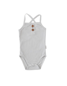 Serendipity: Paloma Sunsuit - Dusty Blue Stripe