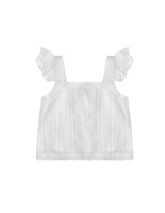 Christmas Outfits: Giselle Winged Cotton Top - White