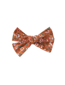 Baby Headbands And Hair Clips: Poppy Cotton Bow Headband - Burnt Orange Floral
