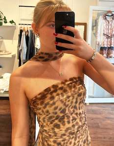 TOPS: Vale Leopard Boob Tube with Neck Tie