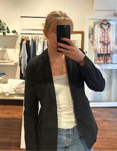 JACKETS: Bronn Tailored Blazer in Black Cotton