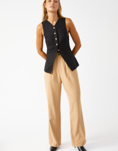 Sale Tops: Gisele Button Down Longline Vest in Black