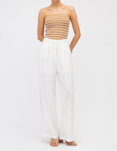 Sale Bottoms: Seattle Tailored Wide Leg Linen Pants in White