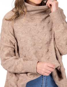 Jumpers And Cardigans: Theo Oversize Bubble Knit Jumper in Mocha
