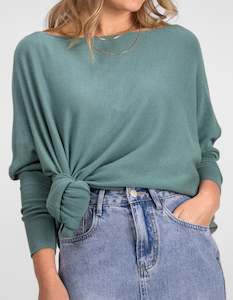 Jumpers And Cardigans: Willow Cotton Knit Jumper in Sage