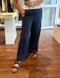 Haven Drawstring Waist Pants in Navy Linen