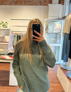 Storewide Discount Collection: Frost High Neck Long Sleeve Knit Jumper in Khaki