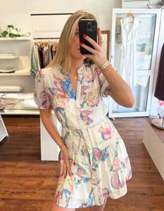 New Arrivals: Maci V Neck Short Sleeve Dress in Multi Print