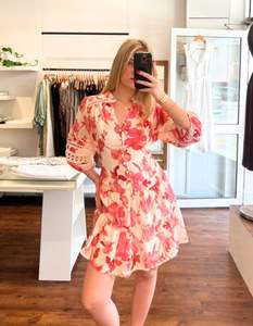 Arin 3/4 Sleeve Dress in Pink Floral