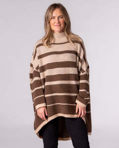 Marlow Oversize Knit Jumper in Brown Stripe