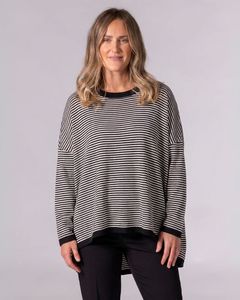 Hunter Crew Neck Oversize Jumper in Black/White Stripe